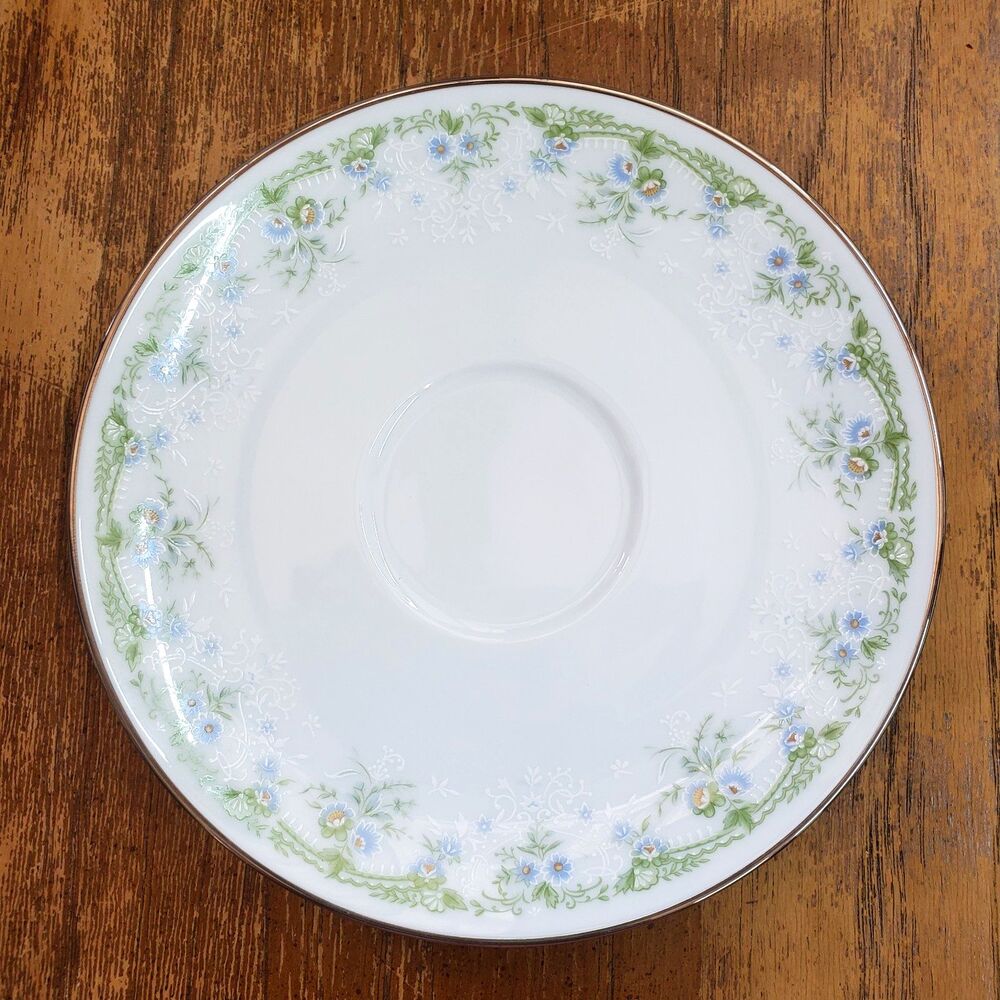 Vintage Noritake Dee 2212 Bone China Saucers Blue Green Floral Japan Lot of 3 - Picture 2 of 9